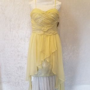 Yellow high-low Aidan dress.